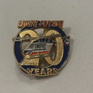 Flight For Life 20 Years Commemorative Helicopter Enamel Lapel Pin Gold Tone EMS